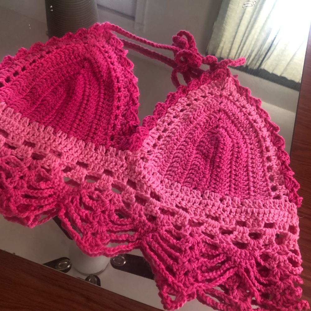 Multi-Pink “Feel the love” Crochet Bralette